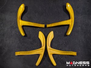  Alfa Romeo Giulia Paddle Shifter Covers - Carbon Fiber - Yellow Candy